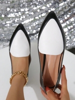 Damen Farbblock Alle Jahreszeiten Urban Flach Geschlossen PU Gummi Slip On Rutschfest Tief Mund Einzeln Schuhe