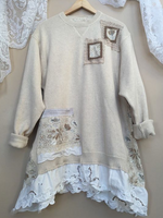 Damen Frühling/Herbst Lässig Baumwolle Dreiviertelärmel Weit Rundhals Mittellang Shirts