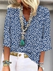 Damen Geblümt Frühling/Herbst Lässig V-Ausschnitt Leicht Keine Elastizität Täglich Regelmäßig H-Linie Shirts