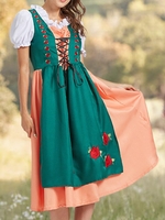 Damen Geblümt Sommer Deutschland Schnürung Normal Mikroelastizität Midi A-Linien Nein Kleider