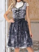 Damen Geblümt Sommer Party Polyester Party Weit Spitze Kurzarm X-Linie Kleider