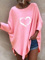 Damen Geometrisch Lässig Frühling/Herbst Täglich Jersey Dreiviertelärmel Weit Rundhals Regelmäßig T-Shirts