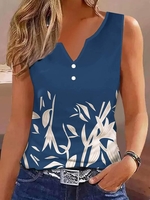 Damen Geometrisch Lässig Sommer Keine Elastizität Weit Jersey Regelmäßig Schnalle CR Tanktop Blusen & Shirts