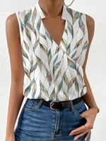 Damen Geometrisch Lässig Sommer Kreuzhals Mikroelastizität Ärmellos Regelmäßig H-Linie Regelmäßig Shirts