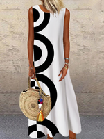 Damen Geometrisch Sommer Lässig Polyester Leicht Standard Weit H-Linie Nein Kleider