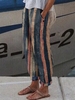 Damen Gestreift Lässig Alle Jahreszeiten Polyester Print Täglich Gerade Hosen H-Linie GC Hose
