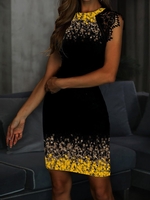 Damen Individualität Geblümt Sommer Baumwolle Spitze Sexy Kurzarm Passen Mittellang Kleider