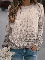 Damen Lässig Abstrakt Herbst Leicht Mikroelastizität Bestseller Rundhals Regelmäßig H-Linie Sweatshirts