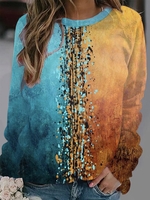 Damen Lässig Abstrakt Herbst Mikroelastizität Weit Rundhals Regelmäßig H-Linie Regelmäßig Sweatshirts