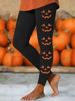 Damen Lässig Alle Jahreszeiten Halloween Keine Elastizität Täglich Jersey Schmal Passen Hose Lang H-Linie Leggings
