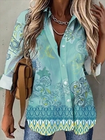 Damen Lässig Ethnisch Frühling/Herbst Polyester Leicht Sport & Outdoor Langarm Regelmäßig H-Linie Bluse