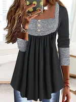 Damen Lässig Farbblock Frühling/Herbst Normal Mikroelastizität Weit Jersey Bestseller Regelmäßig Shirts