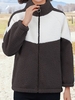Damen Lässig Farbblock Winter Normal Keine Elastizität Täglich Standard Langarm Fluff/Granular-Fleece-Stoff Teddy Jacken