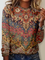 Damen Lässig Farbverlauf Frühling/Herbst Polyester Täglich Langarm Rundhals H-Linie Regelmäßig Shirts