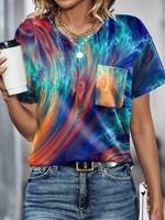 Damen Lässig Farbverlauf Sommer Keine Elastizität Täglich Weit Jersey Kurzarm H-Linie T-Shirts