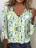 Damen Lässig Frühling/Herbst Abstrakt Geometrie Weit Jersey Regelmäßig H-Linie Regelmäßig Nein T-Shirts