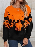 Damen Lässig Frühling/Herbst Halloween Polyester Mikroelastizität Zuhause Regelmäßig H-Linie Regelmäßig Sweatshirts