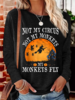Damen Lässig Frühling/Herbst Halloween Regelmäßige Passform Halloween Langarm Baumwollmischung H-Linie Regelmäßig Shirts