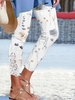 Damen Lässig Geblümt Alle Jahreszeiten Fest Spitze Heiße Liste Legging CR FF Leggings