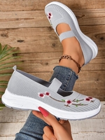 Damen Lässig Geblümt Alle Jahreszeiten Stickerei Täglich Flach Rund Baumwolle Slip On Flache Schuhe