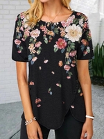 Damen Lässig Geblümt Sommer Leicht Täglich Lässig Kurzarm Weit Regelmäßig T-Shirts