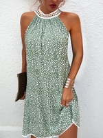 Damen Lässig Geblümt Sommer Neckholder Weit Spitze Kurz Regelmäßig EG Kleider