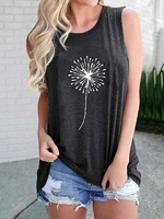 Damen Lässig Print Sommer Mikroelastizität Täglich Jersey Lässig Weit Rundhals Tanktop Blusen & Shirts