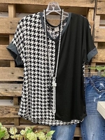 Damen Lässig Print Sommer V-Ausschnitt Kurzarm Weit Baumwollmischung Regelmäßig T-Shirt