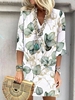 Damen Lässig Sommer Blätter Polyester V-Ausschnitt Normal Bestseller 3/4 Ärmel H-Linie Kleider