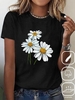 Damen Lässig Sommer Chrysantheme Kurzarm Rundhals Regelmäßig H-Linie Regelmäßig Ja T-Shirts