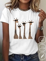 Damen Lässig Sommer Hirsch Baumwolle Täglich Kurzarm Rundhals Mittlere Elastizität Ja T-Shirts
