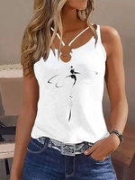 Damen Lässig Sommer Libelle Metall Mikroelastizität Täglich Weit Jersey Regelmäßig Tanktop Blusen & Shirts