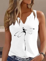 Damen Lässig Sommer Libelle Mikroelastizität Täglich Weit Jersey Ärmellos H-Linie Tanktop Blusen & Shirts