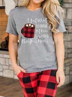 Damen Lässig Sommer Print Polyester Kurzarm Weit Rundhals Regelmäßig Shirts