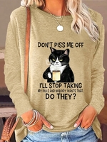 Damen Lässig Sommer Textbriefe Mikroelastizität Regelmäßige Passform Kurzarm Baumwollmischung H-Linie Regelmäßig Shirts