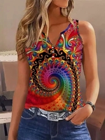 Damen Lässig Sommer zufällig Print Weit Regelmäßig Schnalle Regelmäßig CR AA Tanktop Blusen & Shirts
