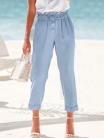 Damen Lässig Unifarben Alle Jahreszeiten Keine Elastizität Regelmäßige Passform Knöchelhose Gerade Hosen H-Linie Regelmäßig Hose