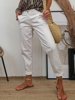 Damen Lässig Unifarben Alle Jahreszeiten Täglich Standard Lang H-Linie Schnalle Regelmäßig Hose