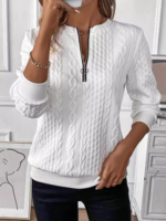 Damen Lässig Unifarben Frühling/Herbst Jacquard Weit Langarm Regelmäßig H-Linie Regelmäßig Sweatshirts