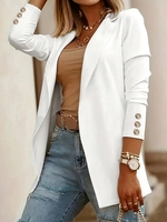 Damen Lässig Unifarben Frühling/Herbst Normal Keine Elastizität Täglich Regelmäßig Schnalle Regelmäßig Blazer