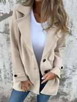 Damen Lässig Unifarben Frühling/Herbst Normal Langarm Wolle Mittellang H-Linie Nein Jacken