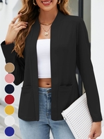 Damen Lässig Unifarben Frühling/Herbst Polyester Bestseller Langarm Regelmäßig H-Linie Tasche Patchwork Jacken