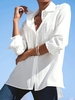 Damen Lässig Unifarben Frühling/Herbst Polyester Hemdkragen Sport Lässig Weit Regelmäßig Bluse