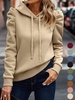 Damen Lässig Unifarben Frühling/Herbst Polyester Kapuze Mikroelastizität Weit H-Linie Regelmäßig Kapuzenpullover