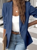 Damen Lässig Unifarben Frühling/Herbst Polyester Normal Keine Elastizität Weit Langarm Regelmäßig Blazer