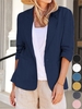 Damen Lässig Unifarben Frühling/Herbst Polyester Normal Täglich Dreiviertelärmel Schalkragen Regelmäßig Blazer