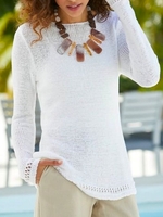 Damen Lässig Unifarben Herbst Hoch Elastizität Weit Standard Rundhals H-Linie Regelmäßig Größe Pullover