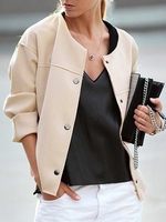 Damen Lässig Unifarben Herbst Normal Mikro-Elastizität Täglich Weit H-Linie Regelmäßig Jacke