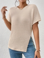 Damen Lässig Unifarben Sommer Jacquard Normal Täglich H-Linie Regelmäßig DL Shirts