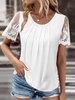 Damen Lässig Unifarben Sommer Mikroelastizität Jersey Rundhals Mittellang H-Linie EPE T-Shirts